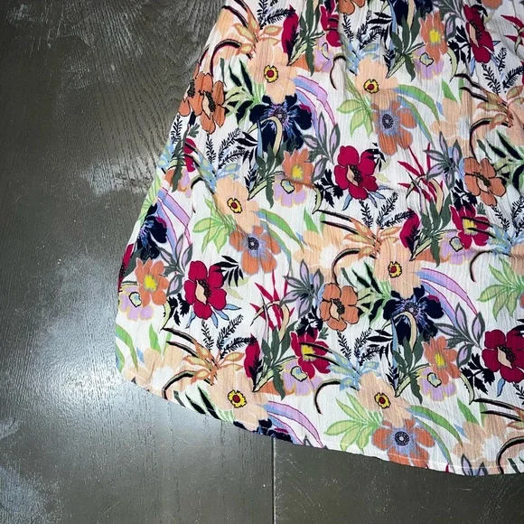 Roxy Golden Dawn White Pink Green Floral Sundress Smocked Ladies Large NWT - Picture 3 of 10